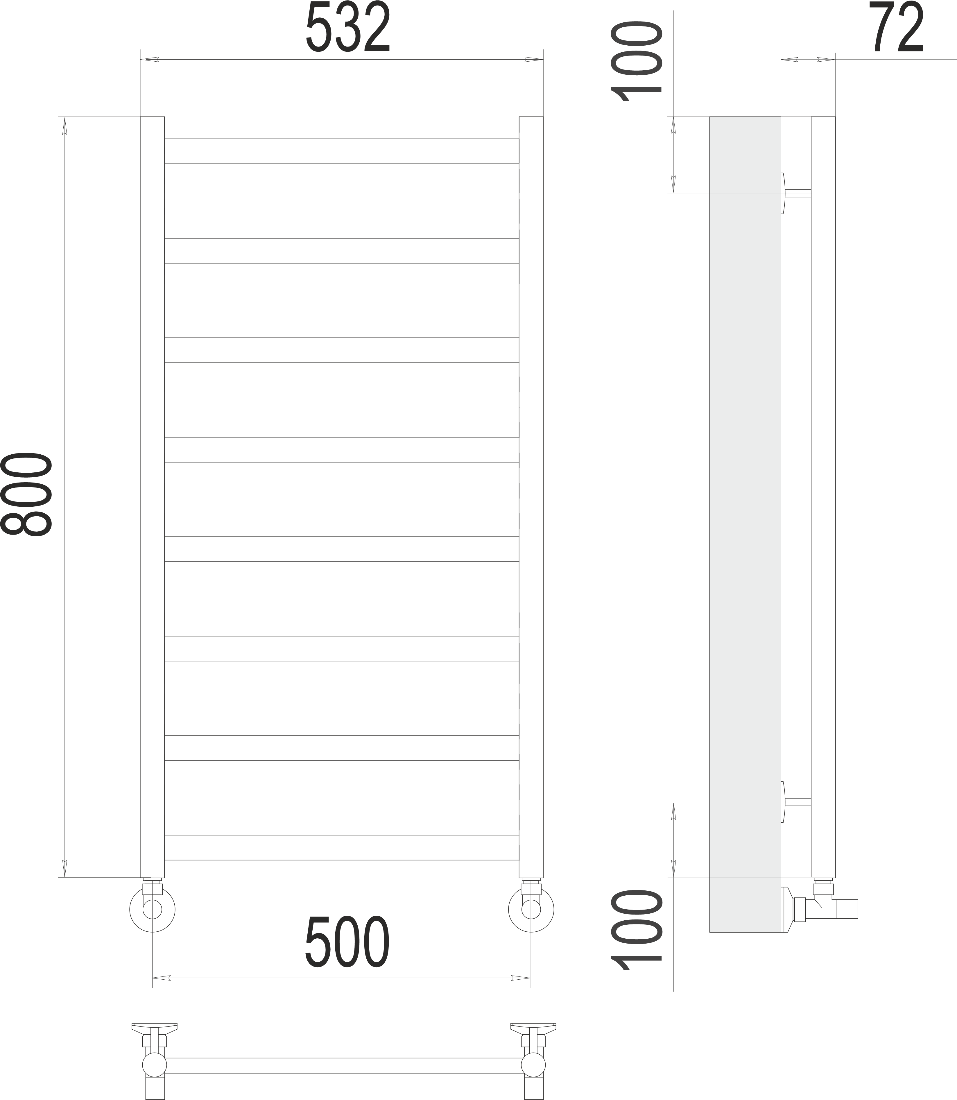 Аврора П8 500х800 Полотенцесушитель TERMINUS 9003 матовый