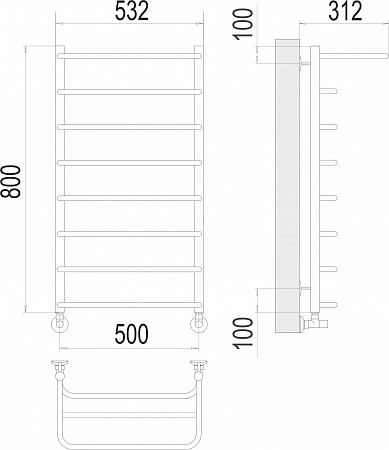 Полка П8 500х800  Полотенцесушитель  TERMINUS Люберцы - фото 3