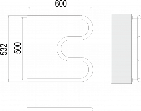 М-обр AISI 32х2 500х600 Полотенцесушитель  TERMINUS Люберцы - фото 3