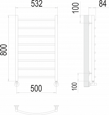 Классик П8 500х800 Полотенцесушитель  TERMINUS Люберцы - фото 3