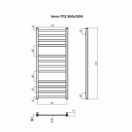 Ното П12 500х1200 Полотенцесушитель TERMINUS Люберцы - фото 3