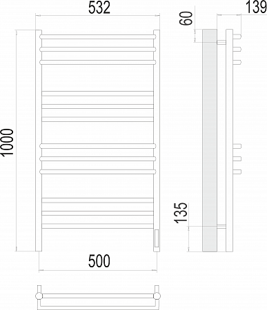 Прато П12 500х1000 электро (sensor quick touch) Полотенцесушитель  TERMINUS Люберцы - фото 3