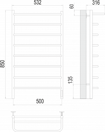 Полка П8 500х850 Электро (quick touch) Полотенцесушитель  TERMINUS Люберцы - фото 3