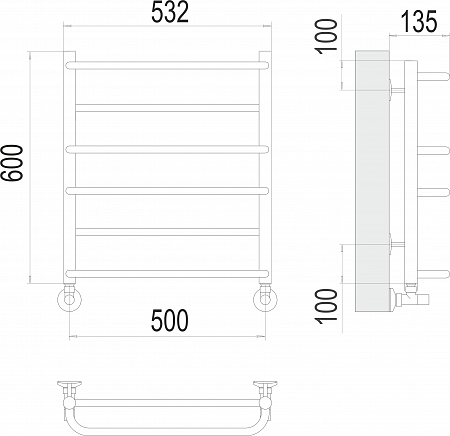 Евромикс П6 500х600 Полотенцесушитель  TERMINUS Люберцы - фото 3