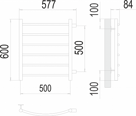 Классик П6 500х600 бп500 Полотенцесушитель  TERMINUS Люберцы - фото 3