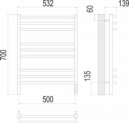 Прато П9 500х700 электро (sensor quick touch) Полотенцесушитель  TERMINUS Люберцы - фото 3