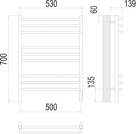 Соренто П9 500х700 электро (sensor quick touch) Полотенцесушитель  TERMINUS Люберцы - фото 3