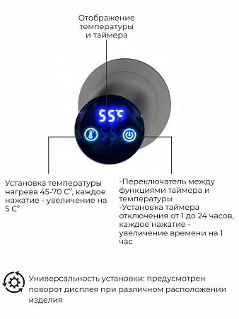 Рондо П2 350х760 электро Полотенцесушитель TERMINUS Оружейная сталь Люберцы - фото 5