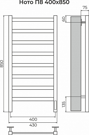 Ното П8 400х850 Электро (quick touch) Полотенцесушитель TERMINUS Люберцы - фото 3