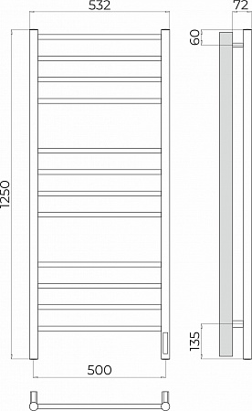 Аврора П12 500х1250 Электро (quick touch) Полотенцесушитель TERMINUS Люберцы - фото 3