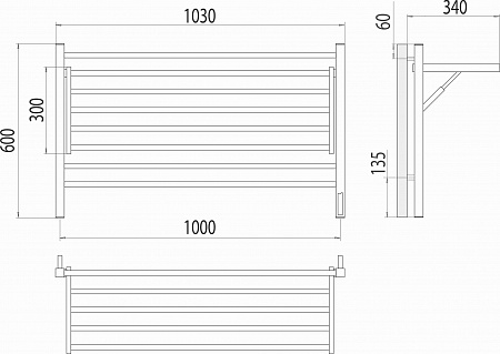 Горизонт П8 1000х600 электро КС ЧЕРНЫЙ МУАР (sensor quick touch) Полотенцесушитель TERMINUS Люберцы - фото 5